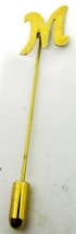 VINTAGE GOLD COLORED TIE SCARF PIN LETTER &#39;M&#39; - $5.45 CAD