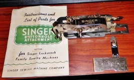 Vintage Low Shank Singer Buttonhole Attachment IOB #121795 Nice No Screw - $20.00