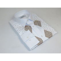 Men CEREMONIA Turkey Shirt 100% Cotton Fancy Rhine Stones #Rio 13 White Slim Fit image 6