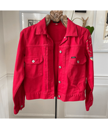 Vintage 80s Guess Red Denim Jacket Upcycled Floral Cotton M - €27,83 EUR Vintage 80s Guess Red Denim Jacket Upcycled Floral Cotton M - €27,83 EUR