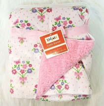 Kidgets Baby Blanket Girls Pink White Butterflies Flowers Plush Soft Vel... - $34.99