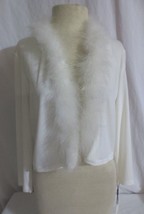 NWT Calvin Klein Knit  Open Cardigan White Cropped Open Front Faux Fur Sz MP - £22.38 GBP