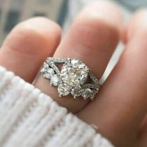 2.28CT Round Cut Lab-Created Diamond Engagement Bridal Ring Set 925 Silver - £77.59 GBP