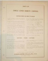 1958 Evinrude Outboard Single Lever Remote Control Parts List - £11.73 GBP