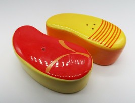 Vintage MCM orange &amp; yellow ceramic abstract kitschy salt &amp; pepper shake... - $15.00