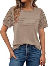 AUTOMET Women's Short Sleeve Shirts Dressy Lace Summer Tops 2026 Spring ... - $19.98
