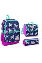 Kids Four Compartment Unicorn Navy Blue 3-Piece School Bag Set - £183.05 GBP