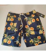 Mens Board Shorts Swim Trunks Surfer Blue Hawaiian Floral Beach Drawstri... - $13.27 CAD
