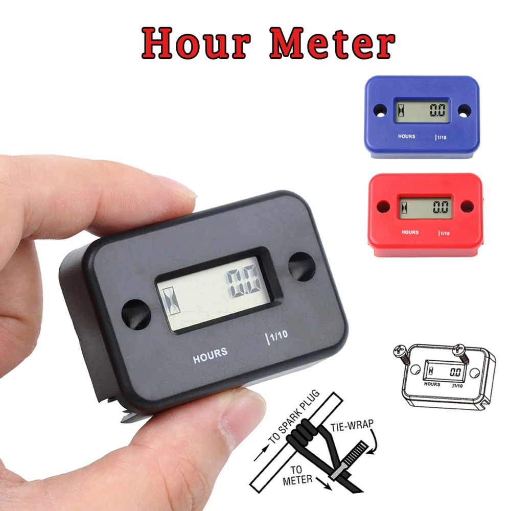 Mini Tach Hour Meter LCD Display Waterproof Engine Time Gauge Hour Counter For - £12.99 GBP