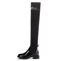 Woman Long Boots Knee High Boots Square Heeled Pointy Sexy elasticity Boots Pate - £76.26 GBP