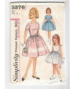 Vintage 1964 Simplicity 5378 Girls Size 12 Party Dress Sewing Pattern Lacy  - £9.01 GBP