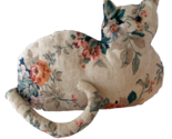 Hand Made Kitty Cat Shape Floral Tapestry Fabric 15&quot; x 10&quot; - $9.89