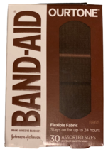 Band-Aid Ourtone Deep Brown Flexible Fabric Bandages Match Skin Tone BR65 30 ct - £6.37 GBP