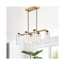 Warehouse of Tiffany 6-Light Pameron Chandelier with Glass Pillar Shades... - $197.61