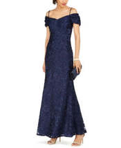 Tahari Asl Off-the-Shoulder Burnout Velvet Gown, Size 14 - £167.83 GBP