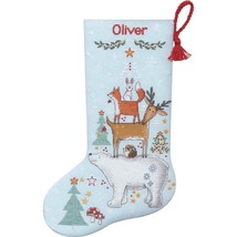 DIY Dimensions Woodland Stack Christmas Counted Cross Stitch Stocking Ki... - $43.95