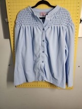 Intimate Appeal Bed Jacket Robe Lt Blue Fleece Button Front Granny XL - $14.84