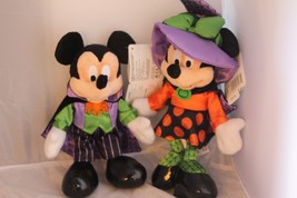 NWT Disney Parks Mickey &amp; Minnie Mouse Halloween Plush Soft Stuffed Doll Toy 9&quot; - £52.18 GBP