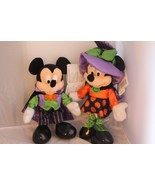 NWT Disney Parks Mickey &amp; Minnie Mouse Halloween Plush Soft Stuffed Doll... - £51.35 GBP
