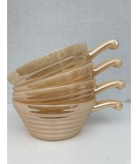 Vintage Set Of 4 Fire King Peach Luster Beehive Handle Soup Bowls - $37.61