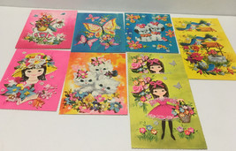 Vintage bright neon color cute embossed greeting cards MCM get well birt... - €29,83 EUR