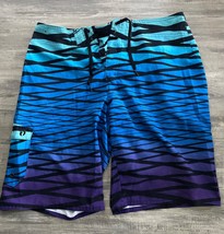 HANG TEN Blue w/Black Stripe Board Beach Shorts sz 36 - £6.96 GBP