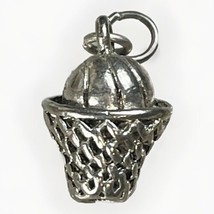 Vintage 925 Sterling Silver Basketball Hoop and Net Pendant Charm - 3.3g - $23.13