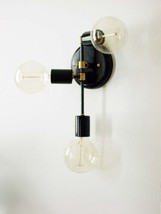 Mid Century Brass Wall Sconce Black Finish Decorative Light 3 Arm wall Sconce - £85.96 GBP