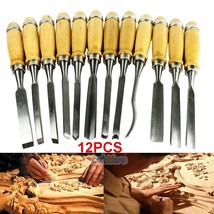 12 Piece Wood Carving Hand Chisel Tool Set Professional Woodworking Gouges Steel - £43.12 GBP