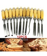 12 Piece Wood Carving Hand Chisel Tool Set Professional Woodworking Goug... - £44.71 GBP