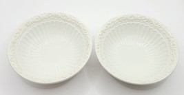 Lenox Butler&#39;s Pantry 5&quot; Fruit Bowls Embossed Ridges &amp; Scrolls White &amp; Cream - £18.96 GBP