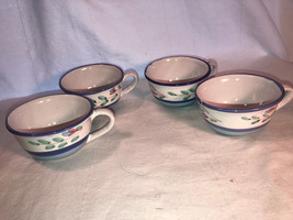 4 Caleca Blue Garland Tea Cups Mint Italy - £19.92 GBP
