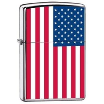 Zippo Lighter - USA United States American Flag High Polish Chrome - ZCI007959 - £24.31 GBP