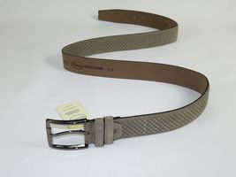 Mens Genuine Basket weave Suede Soft Leather Belt PIERO ROSSI Turkey # 1002 Gray image 6