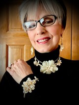 &quot;Reinvented Vintage&quot; Ivory Flower Choker Set Created from a 1980&#39;s Chunk... - £48.07 GBP