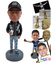 Personalized Bobblehead Nice guy wearing awesome jacket and print jeans ... - £72.65 GBP