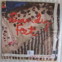 Juicy Couture Raw Silk Scarf Peace Love Sandy Feet New $68 - £43.62 GBP