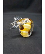 Vintage Studio Art Glass Moose Figurine Paperweight Yellow White Swirl - $11.29