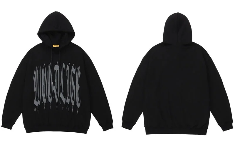 Men Sweatshirt Hip Hop Foam Letter Print Hooded Streetwear Harajuku Fashion  Cot - £432.37 GBP