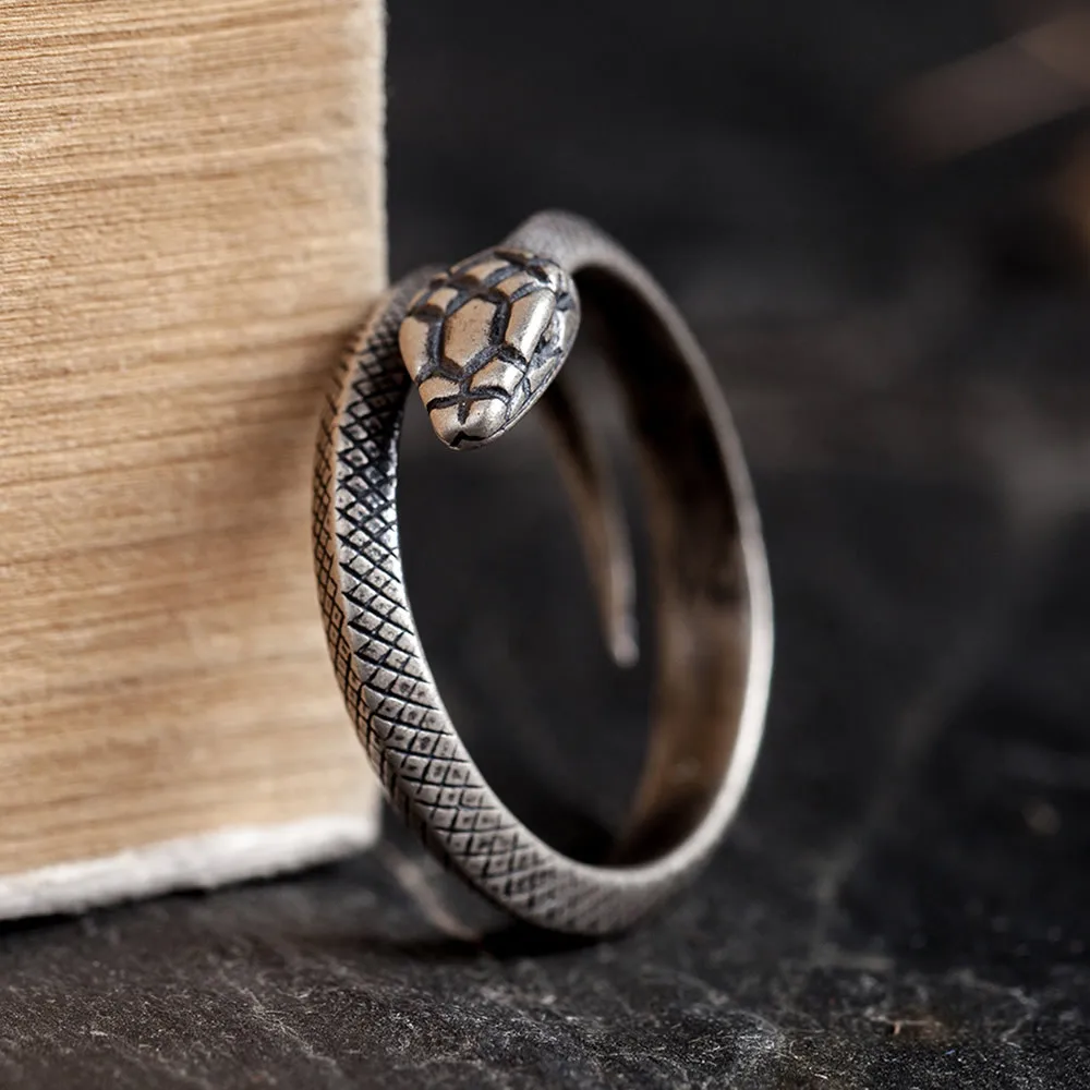 Retro Punk Exaggerated 925 Sterling Silver Spirit Snake Ring Fashion Personality - £22.54 GBP