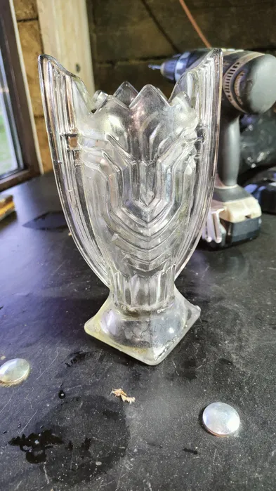 Old Vintage Glass Vase Crystals Poland - £31.90 GBP