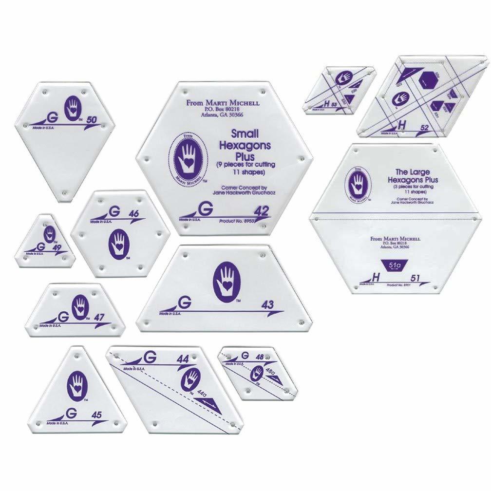 Marti Michell Hexagon Quilting Template Sets - 2 Items: Template Set H, Large He - $59.99