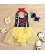 NEW Princess Snow White Baby Girls Sequin Romper Dress &amp; Bow Headband Co... - £8.70 GBP