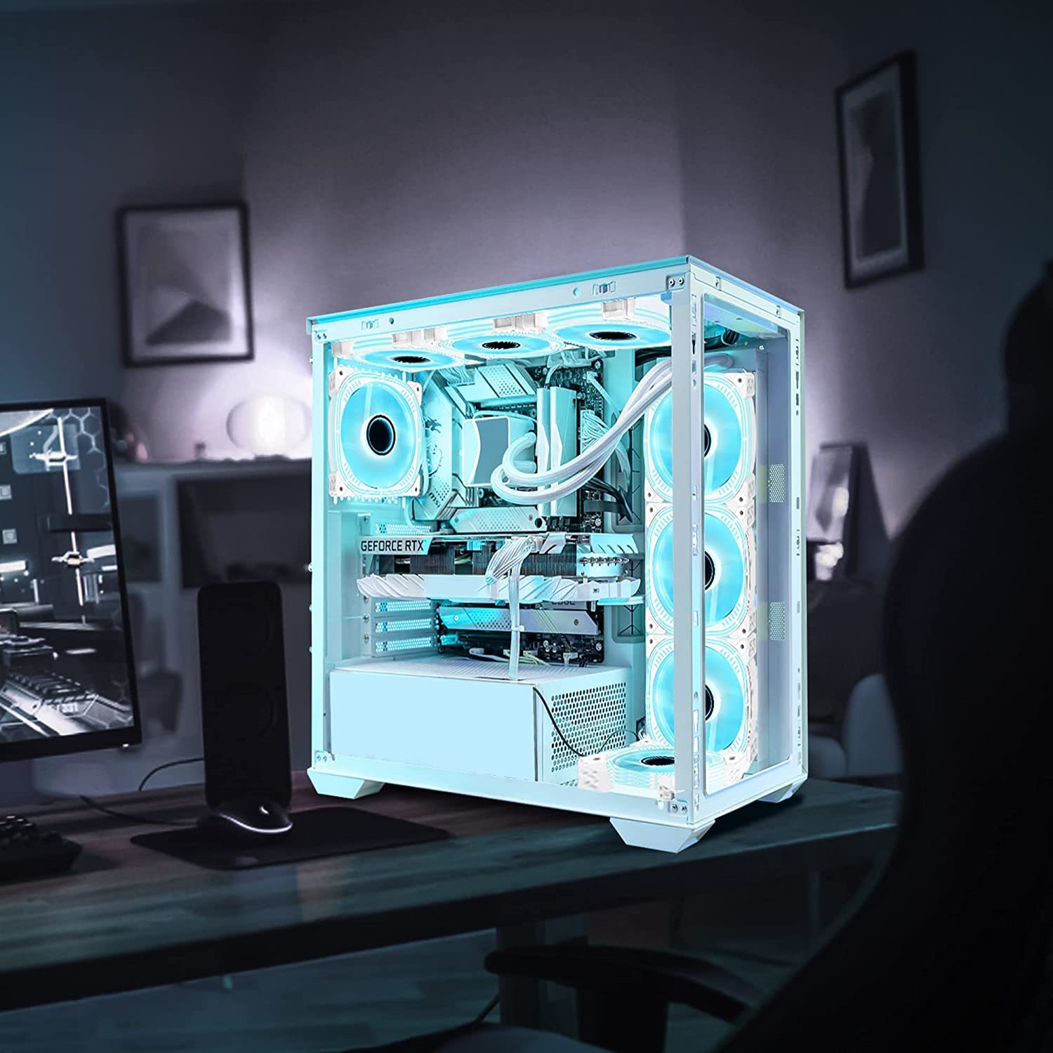 LED PC Case Fan with 4pin Molex & 3pin Motherboard Connector - Blue (2 ...