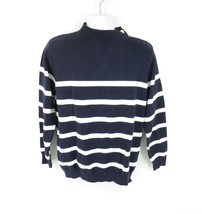 LongYuan Women&#39;s Sweater Button Shoulder Blue White XL NWT - £12.25 GBP