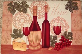 Placemats Red Chianti Wine &amp; Cheese New Set of Four 12&quot; X 18&quot; Vinyl  - £15.78 GBP