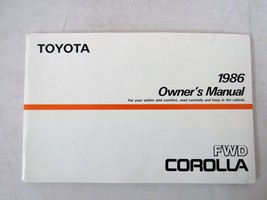 1986 Toyota Corolla FWD Owners Manual [Paperback] Toyota - $47.04