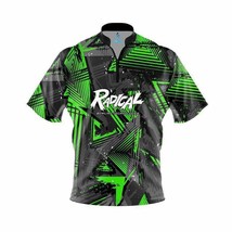 HOT Custom Name Radical Green Triangles Zip Bowling Jersey Men&#39;s Size S-5XL - £8.17 GBP+