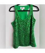 Julie Brown woman racer back tank sequin top green lined M - $631.68 MXN