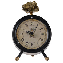 Black &amp; Gold Lavonia Table Clock With Gold Quartz 5X2.5X6.5&quot; - £43.42 GBP